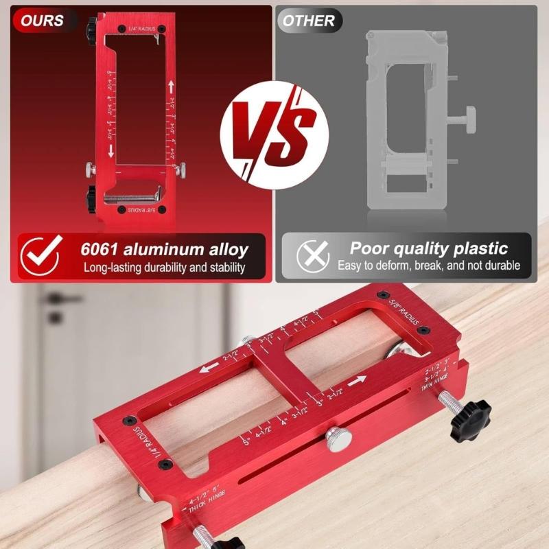 Adjustable Hinge Jig For Door Lock Installation Aluminum Positioning Guide Ensures Accurate Hole Drilling On Cabinets