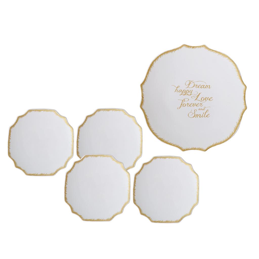 Dolce duo White Dinnerware Set Includes Large and Medium Gift Cake and Side Perfect for Weddings and 5-Piece (HN-1251) - Plates, Plates, Plates,