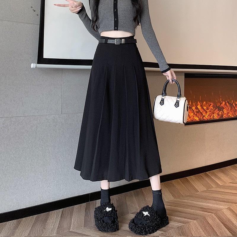 111 small pleated skirt medium and long women's high waist A word hip wrap xs show high college style suit skirt spring and autumn