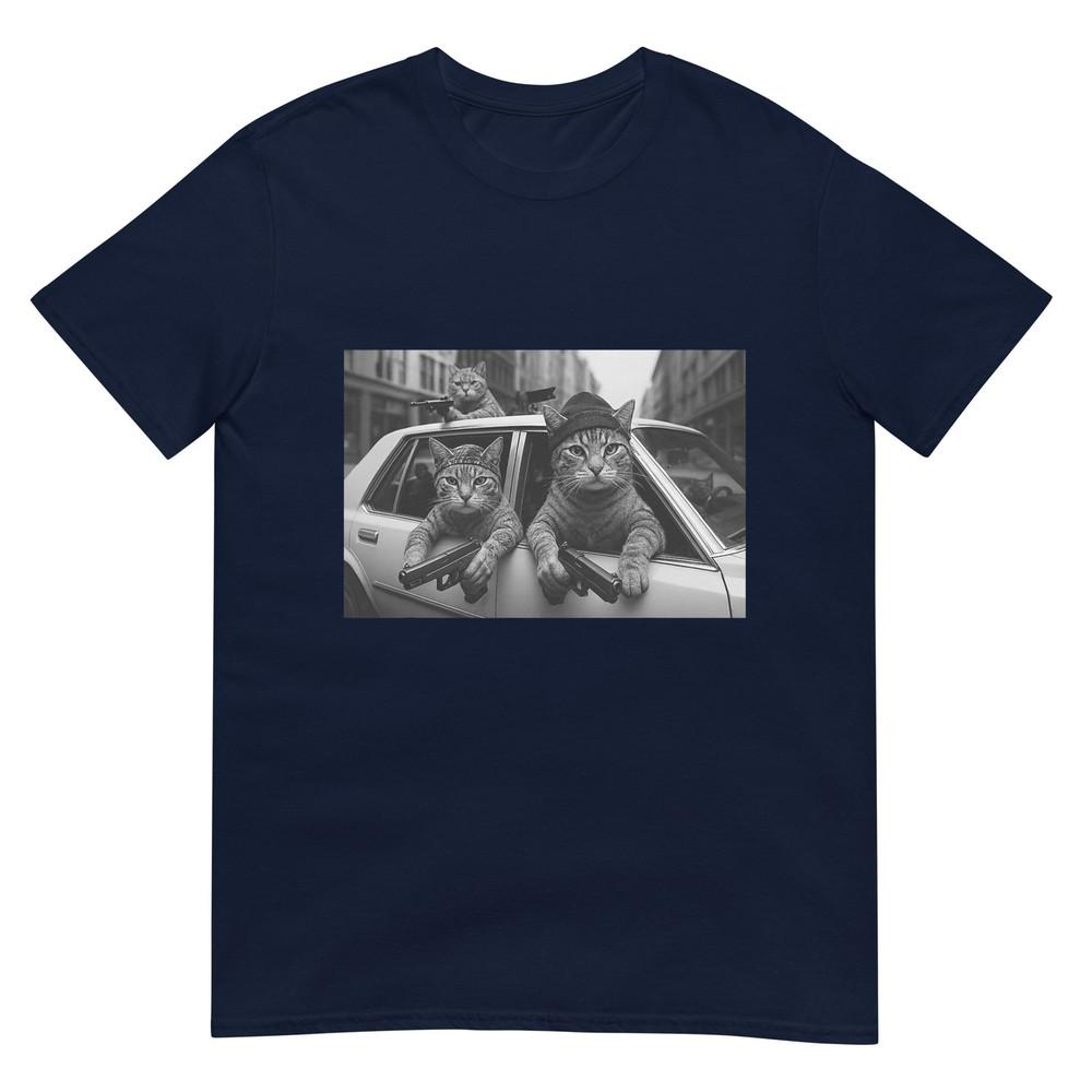 Funny Cat Gang Vintage Cats With Guns Meme Streetwear Tshirt S