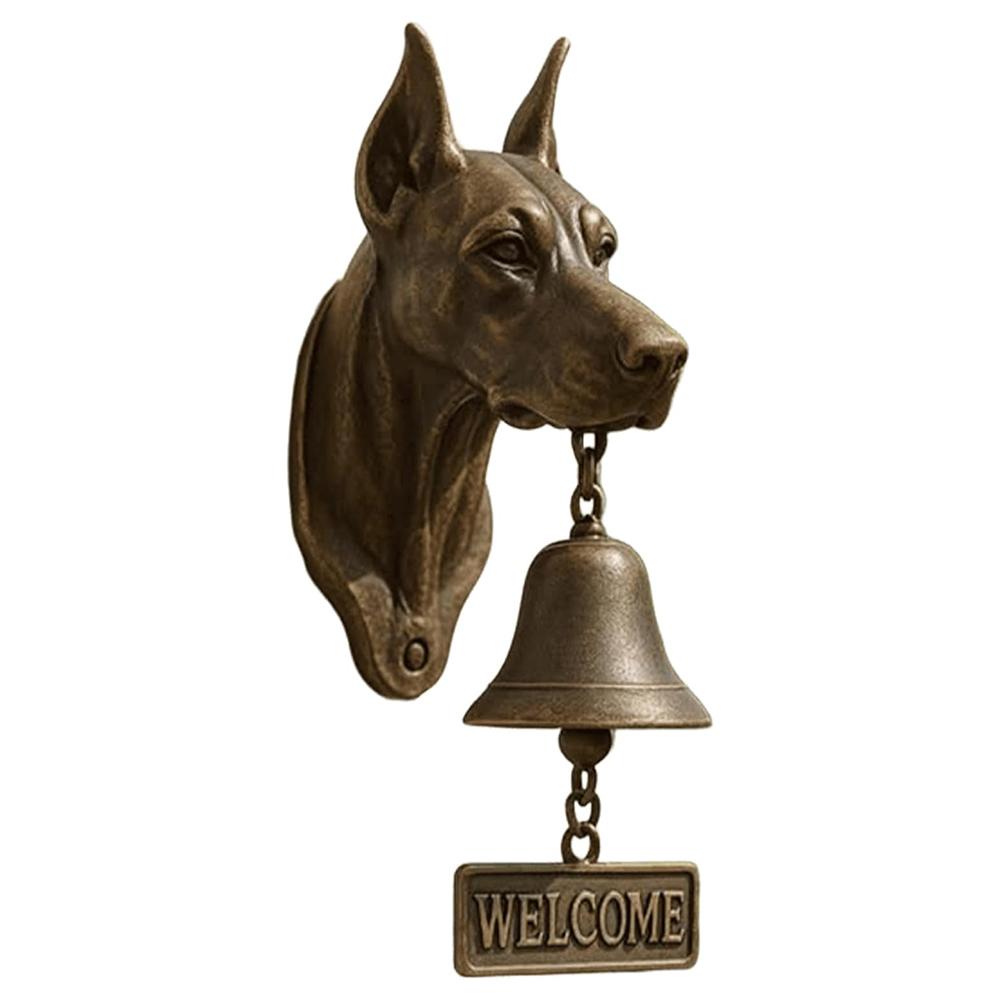 Cute Dog-Shaped Doorbell Pug Outdoor Patio Garden Welcome Door Hanging Decoration Front Door Cast Iron Wind Chimes Dinner Bell