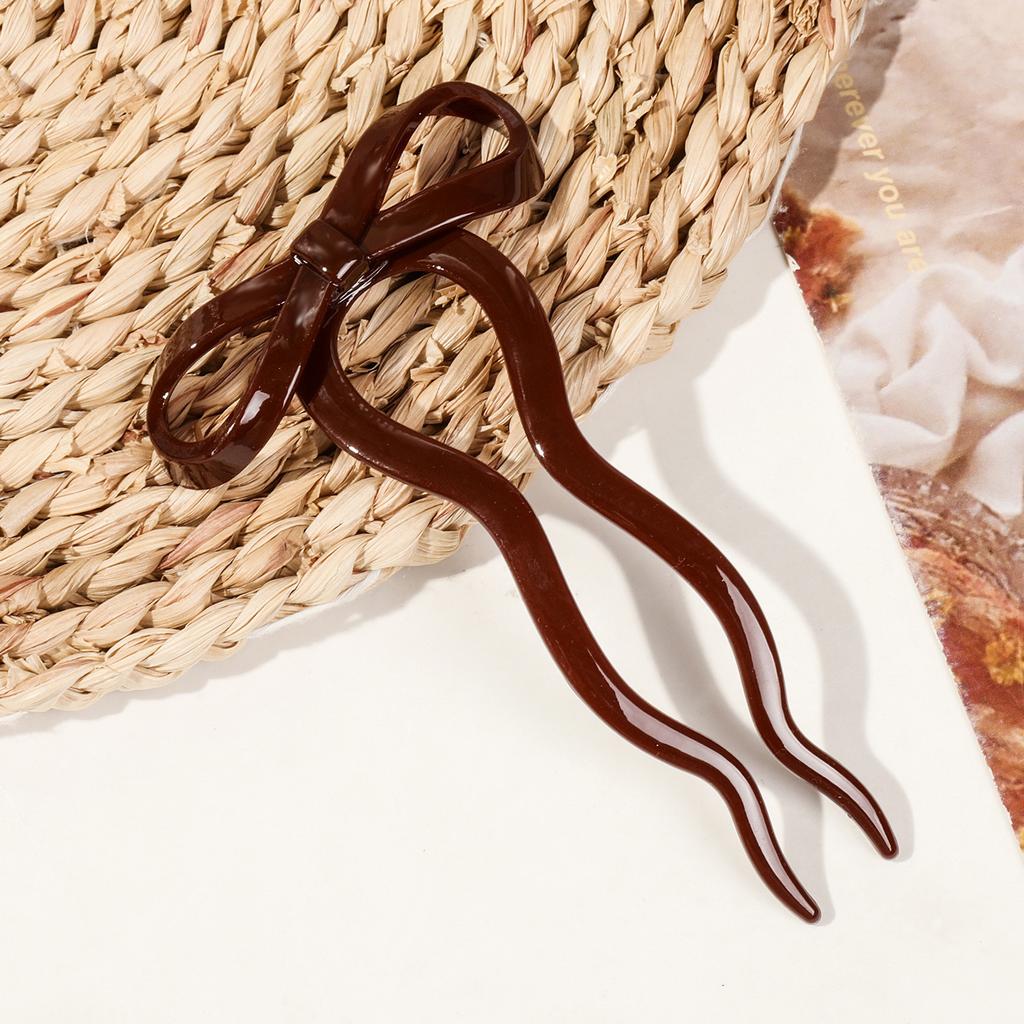 U-Shaped Bow Hair Stick Fashion Acrylic Hairpin Fashion Hair Clip Comb Bun Sweet Headwear Women Hairstyle Girls Hair Accessories