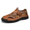 Fashion Hot Sale Summer Men's Shoes Outdoor Sandals Non-slip Men Beach Flats Handmade Leather Man Mesh Shoes Fashion Wading Aqua Shoes