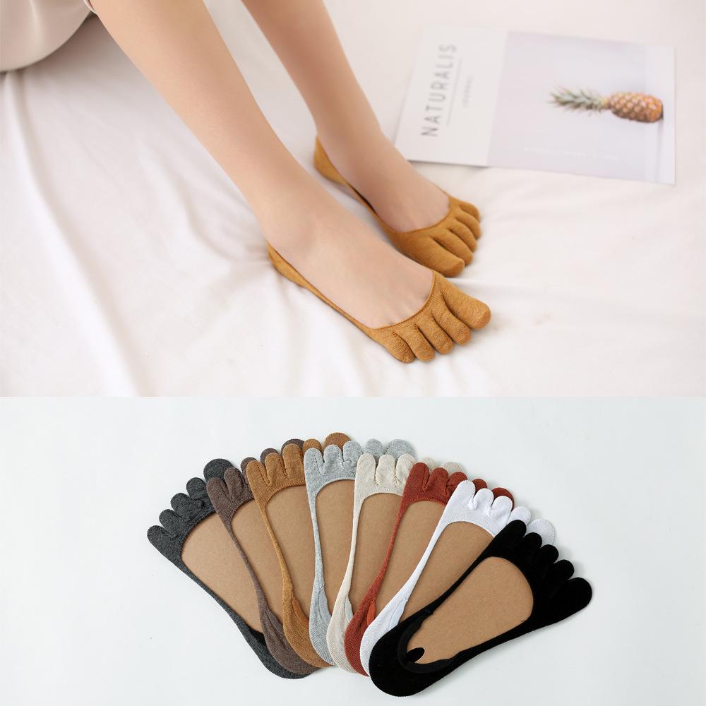 Doiaeskv Damen Zehensocken Hausschuhe Sommer Herbst Mode Kurze Socken Damen Baumwolle Füßlinge Damen Fünf-Zehen-Socken