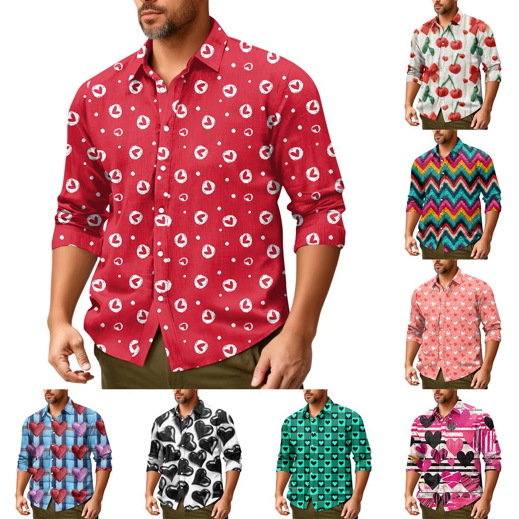 Męska koszula z długim rękawem, luźna, swobodna, z modnymi klapami