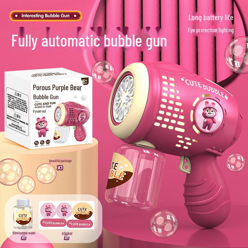 Automatic Bear Bubble Machine Toy with Lights for Kids – Summer Outdoor Fun
