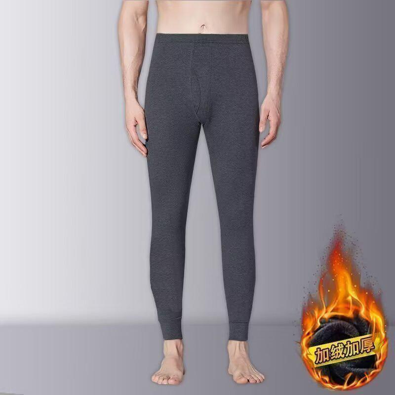 Men's Insulated Non-Shedding Fleece Base Layer Pants - Comfortable, Warm, Dirt-Resistant, Plus Velvet Thickened for Autumn and Winter.
