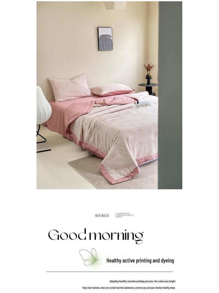 Pure Cotton Three-Layer Gauze Jacquard Summer Quilt Set - Cooling & Comfortable