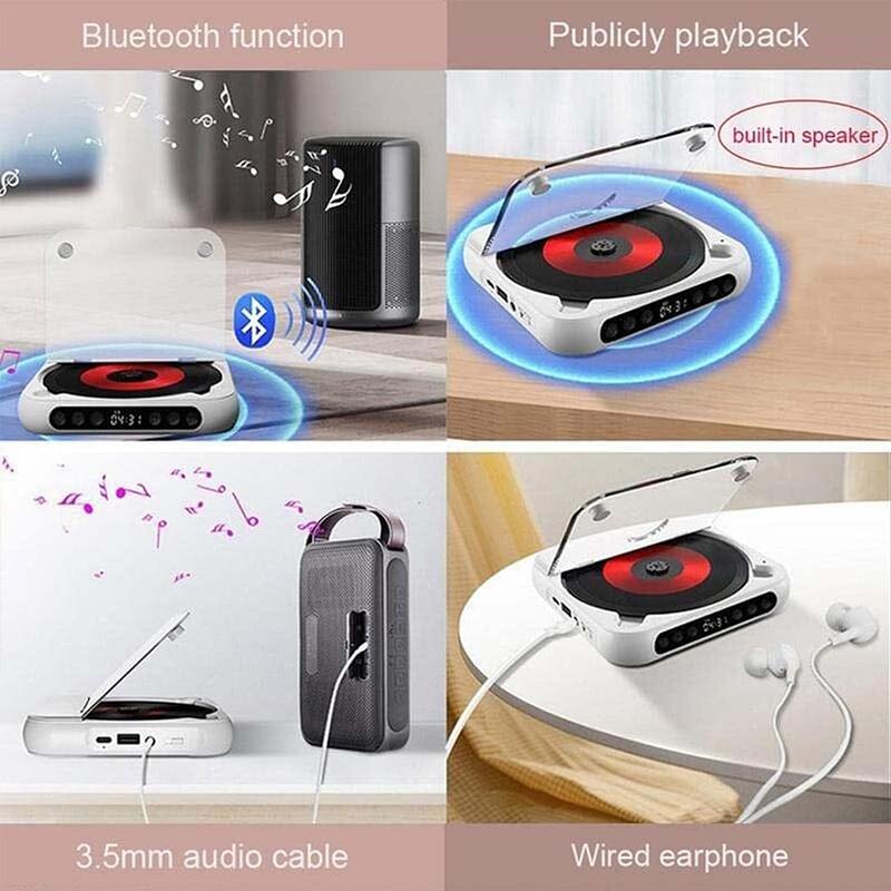 Cd Player Portable Bluetooth Speaker Led Screen Stereo Player Hifi Sound Quali Built In 2000Mah Rechargeable Battery