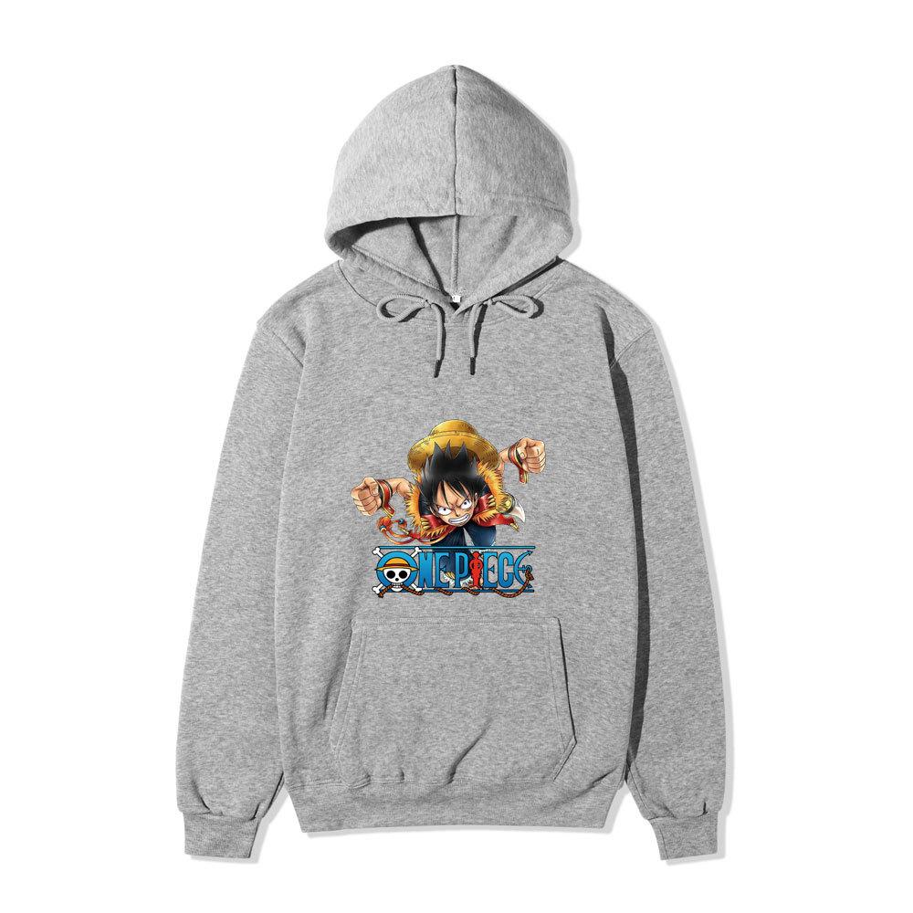 One Piece Monkey D. Luffy Hoodie, Anime Character Printed Pullover Hooded Sweatshirt Casual Long Sleeve Hoodie