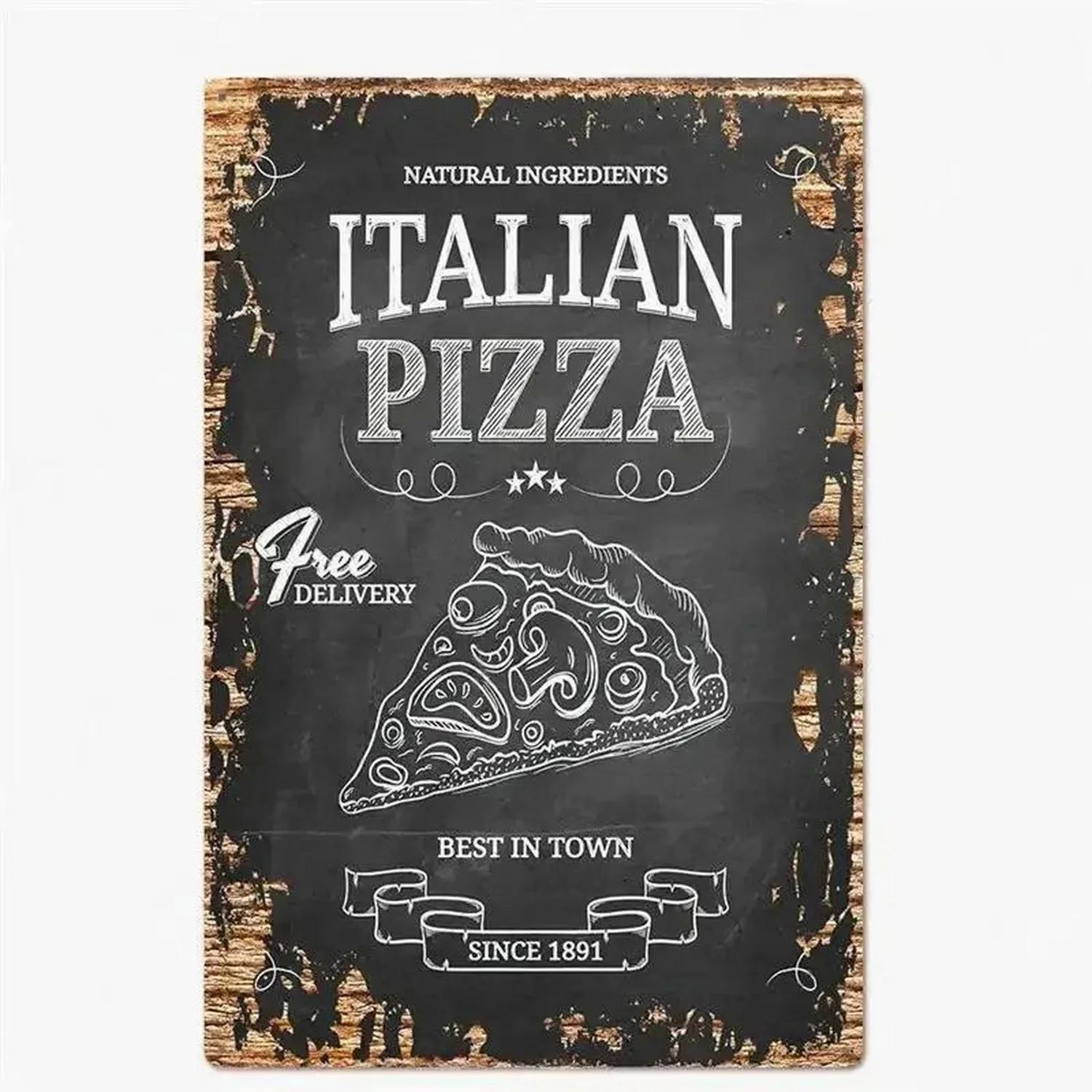 

Great Food Best Homemade Pizza Here Metal Tin Signs Wall Art Posters Plate Wall Decor for Bars Man Cave Cafe Clubs Garage Retro 20X30CM