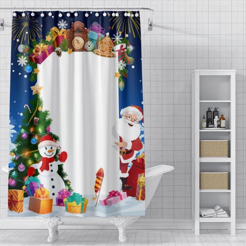 Home shower curtains for bathroom waterproof curtain fabric Modern Nordic style Living Room winter decoration Merry Christmas