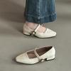 One-word Buckle Thick Heel Light Mouth Retro Temperament with Skirt Mary Jane Shoes Summer Temperament Square Head Single Shoes Women's Shoes
