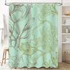 Modern Flower Shower Curtain, Waterproof Fabric Decorative Bathroom Curtains For Home Decoration Aqua Green With Gold Print