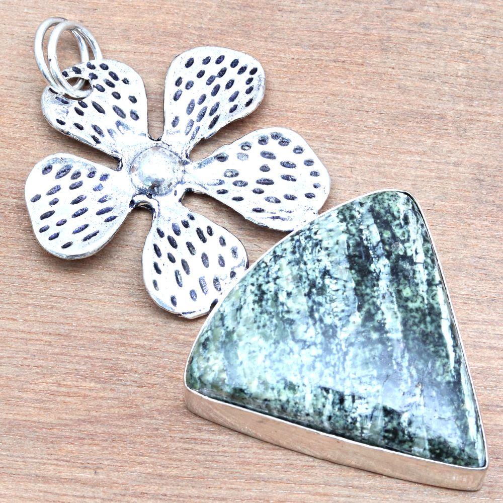 Pendant Zebra Jasper Gemstone Gift For Her Silver Jewelry 2.5"