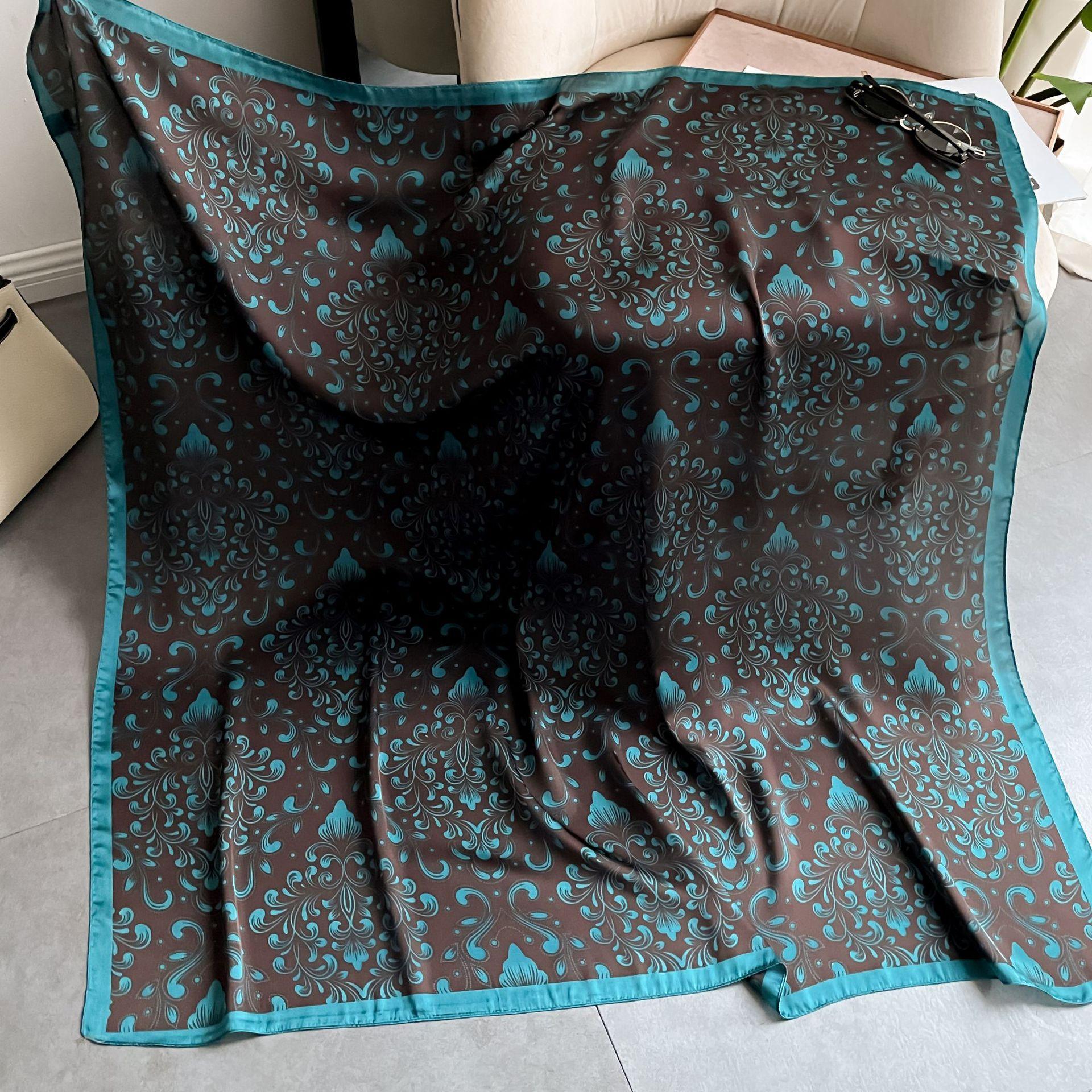 

Высококачественные роскошные шелковые шарфы, повязка на голову, шарфы, шейный шарф для женщин, шелковый шарф с цепочкой, женская декоративная шаль 110-110cm