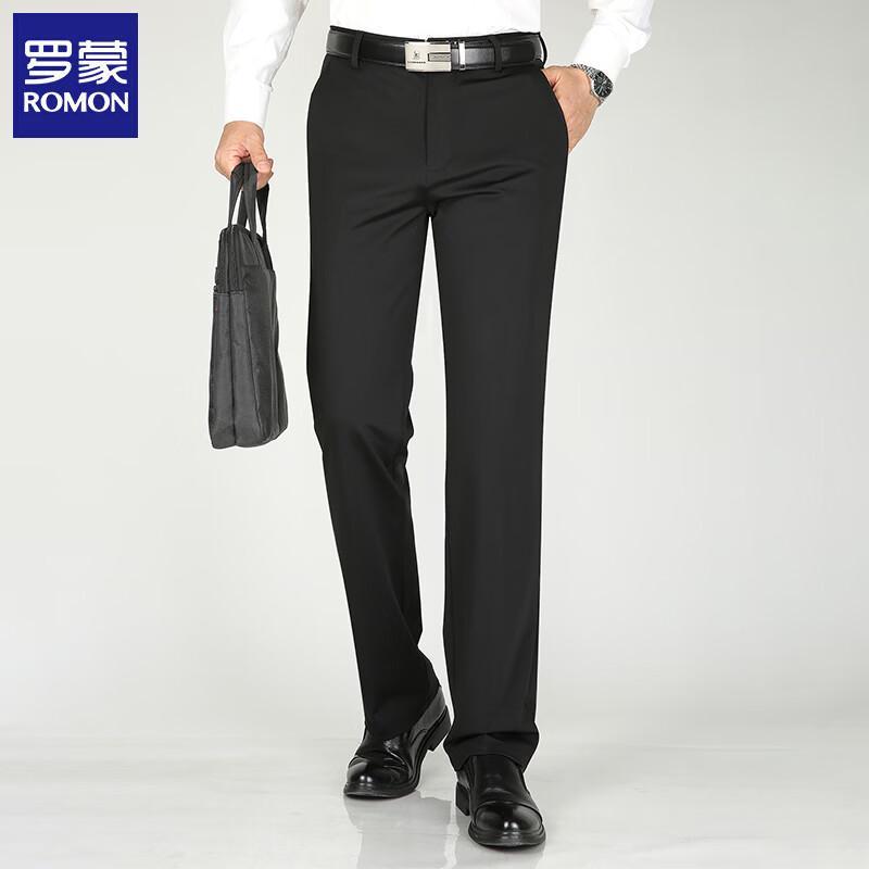 Romon Men's Business Casual Straight Fit Elastic Pants