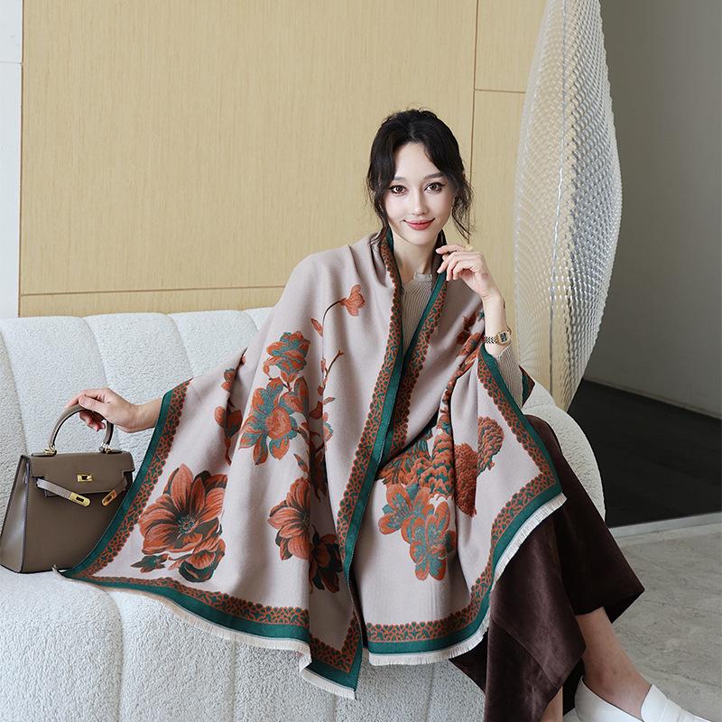 New Winter Scarf for Women Fashionable Double Sided Jacquard Shawl Warm and Thickened Versatile for Taking Photos Scarf