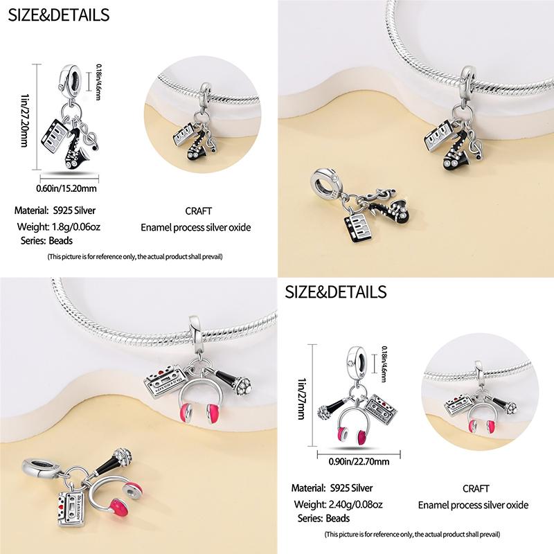 Piano Harp Violin Mike Headset Notescopper Music Series Charms Beads Fit Pan Original Bracelets Diy Fine Jewelry Gifts