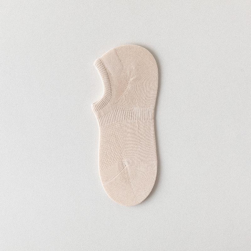 

Бесшовные носки-лодочки из чистого хлопка, женские тонкие дышащие и без запаха короткие носки, силиконовые противоскользящие и не спадающие с пятки, невидимые носки с мелким вырезом 1 pair бежевый