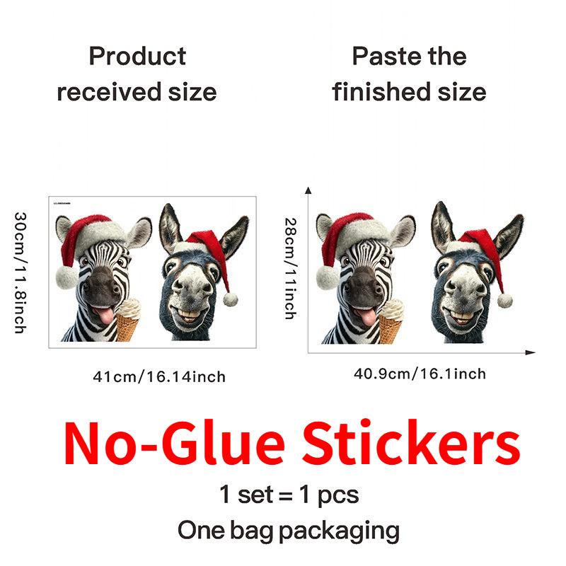 

1pc Zebra and Giraffe Window Sticker Removable PVC Static Sticker Suitable for Room Christmas Decorations Easy To Stick on Glass