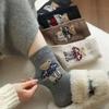 10-1 Women's Thick and Warm Socks, Cute and Fashionable Teddy Bear, Versatile Mid Tube Socks, Plush Soft Pile Socks