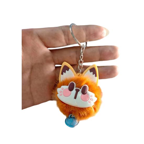 Sleutelhanger Hanger met Bel Bont Vos Gezicht Roze Pootafdrukken Zacht Pluche Sleutelhanger Tassen Rugzakken Decoratieve Accessoires