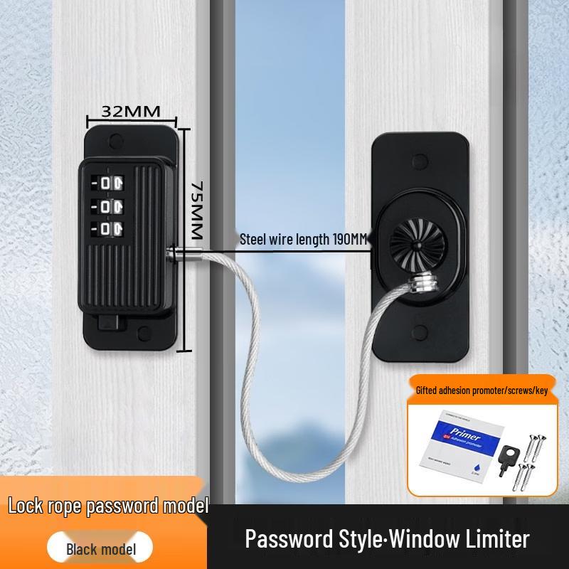 Rongyu No-Drill Password Window Security Lock Chain - 10-Pack