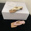 Fashion Bailamos Summer Brand New Women Slipper Low Heel Flip Flops Slip On Beach Slides Square To Dress Shoes Soft Sandals Mujer