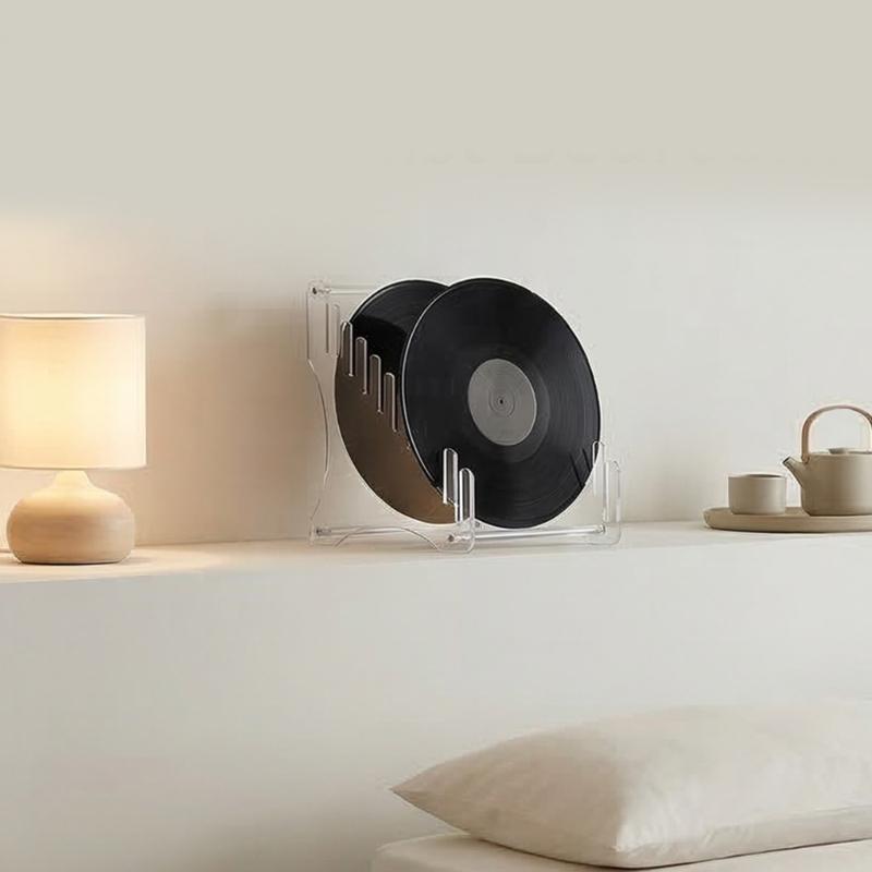 Clear Acrylic Vinyls Record Holder Display Rack 12 Slots Space Saving Vinyls Record Stand for Music Collection Album