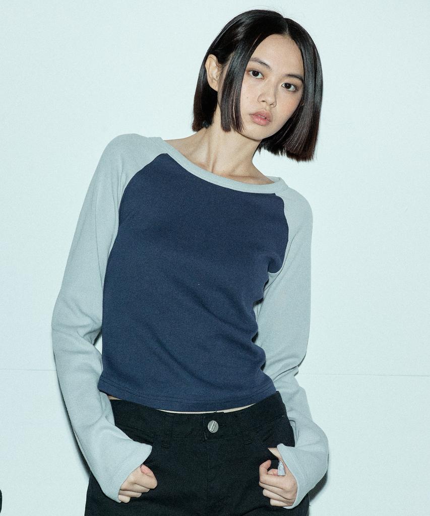 Kyuliti C Raglan Long Sleeve T-Shirt_Navy