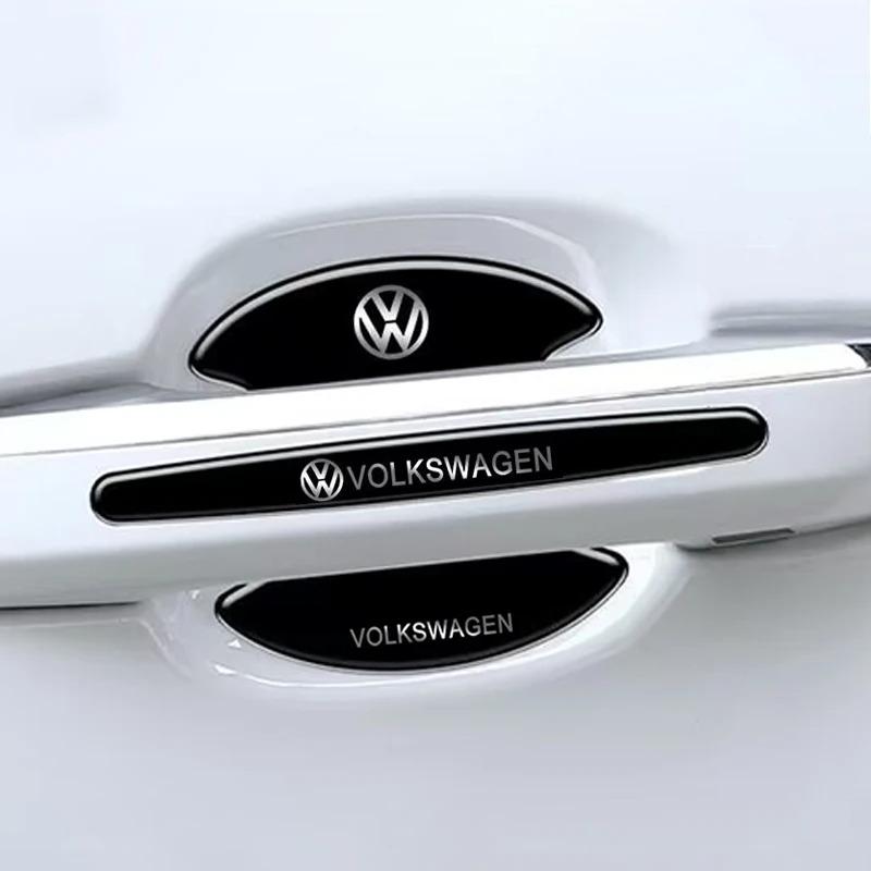 VW 8PCS Autocollants de Décoration de Poignée de Porte de Voiture Autocollant d'Essuie-Glace Accessoires Auto VW R Line Touareg Polo Jetta TSI TDI EO1 F623