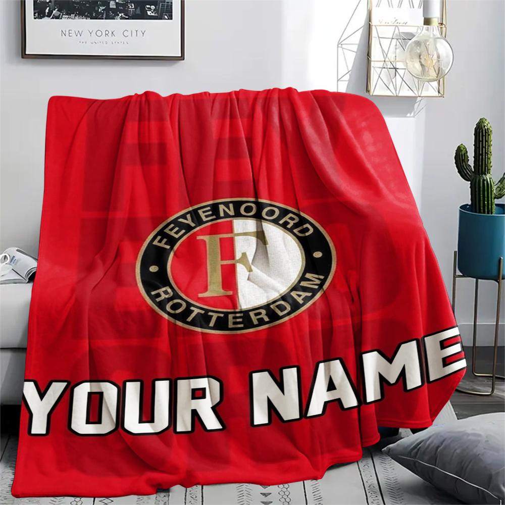 1PC Custom Name Feyenoord Patterned Flannel Blanket Suitable For All Seasons for Home Decor Warmth and Comfort Gifts Holiday Present