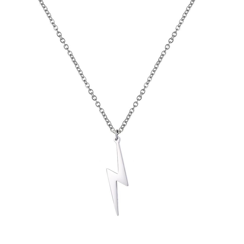 

Cazador Stainless Steel Lightning Pendant Necklace for Women Girls Chain Necklace Fashion Jewelry Birthday Anniversary Gifts 45-50cm
