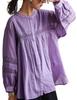 Antiqua Embroidered Long Sleeve Indian One Size Purple Women's Blouse, Cotton, IYA-00076, 23,