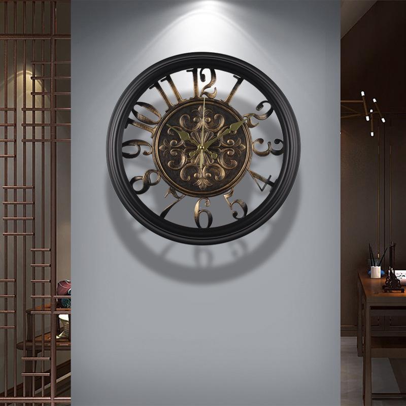 Home Wall Clock Iron Creative Wall Clock Wall Decoration Wall Clock Retro Living Room Wall Clock
