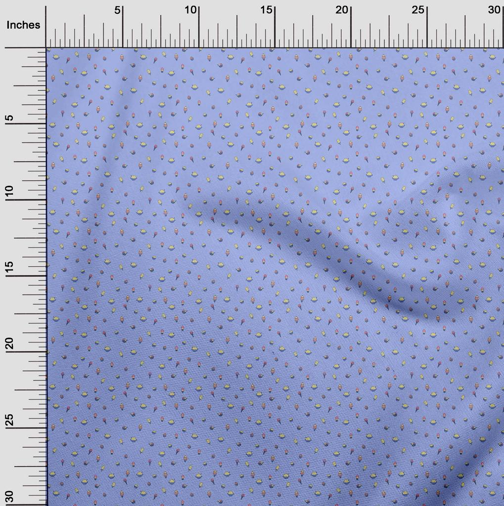 oneOone Cotton Cambric Medium Purple Fabric Ice Cream & Cupcakes Quilting Supplies Print Sewing Fabric By The Yard 42 Inch