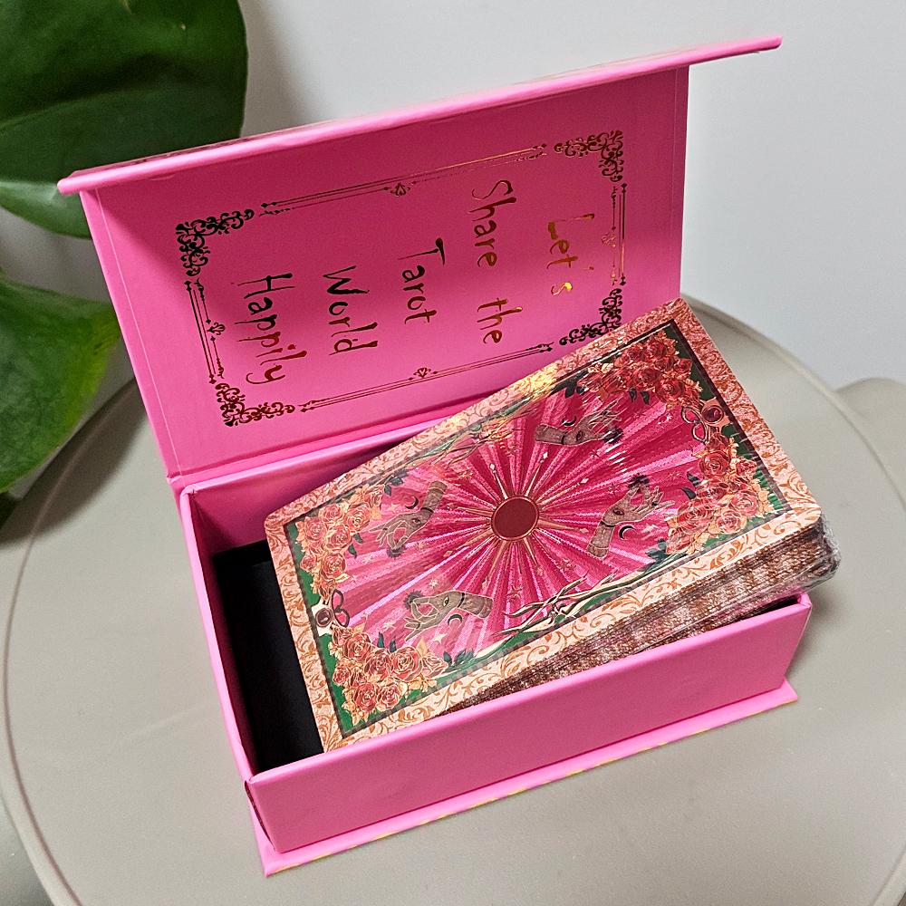 Pink & Rose Gold Foil Tarot Cards 78-Card Deck 12x7cm with Box Waterproof Durable PET Plastic Tarot