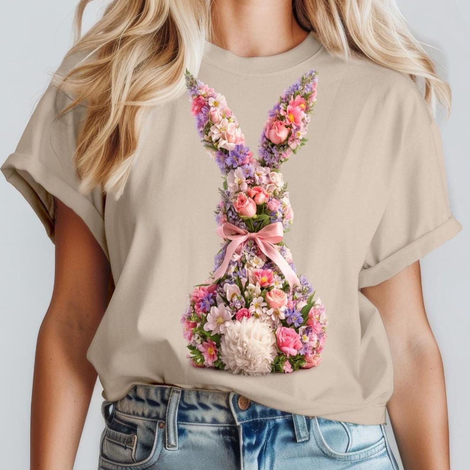 Comfort Colors Easter Bunny T-Shirt, Floral Bunny Shirt, Cute Easter Bunny Tee, Bunny Day 2026 Shirt, Whimsical rabbit Tee 4XL