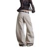 2026 Womens Vintage Letter Print Relaxed Straight Leg Denim Pants Streetwear