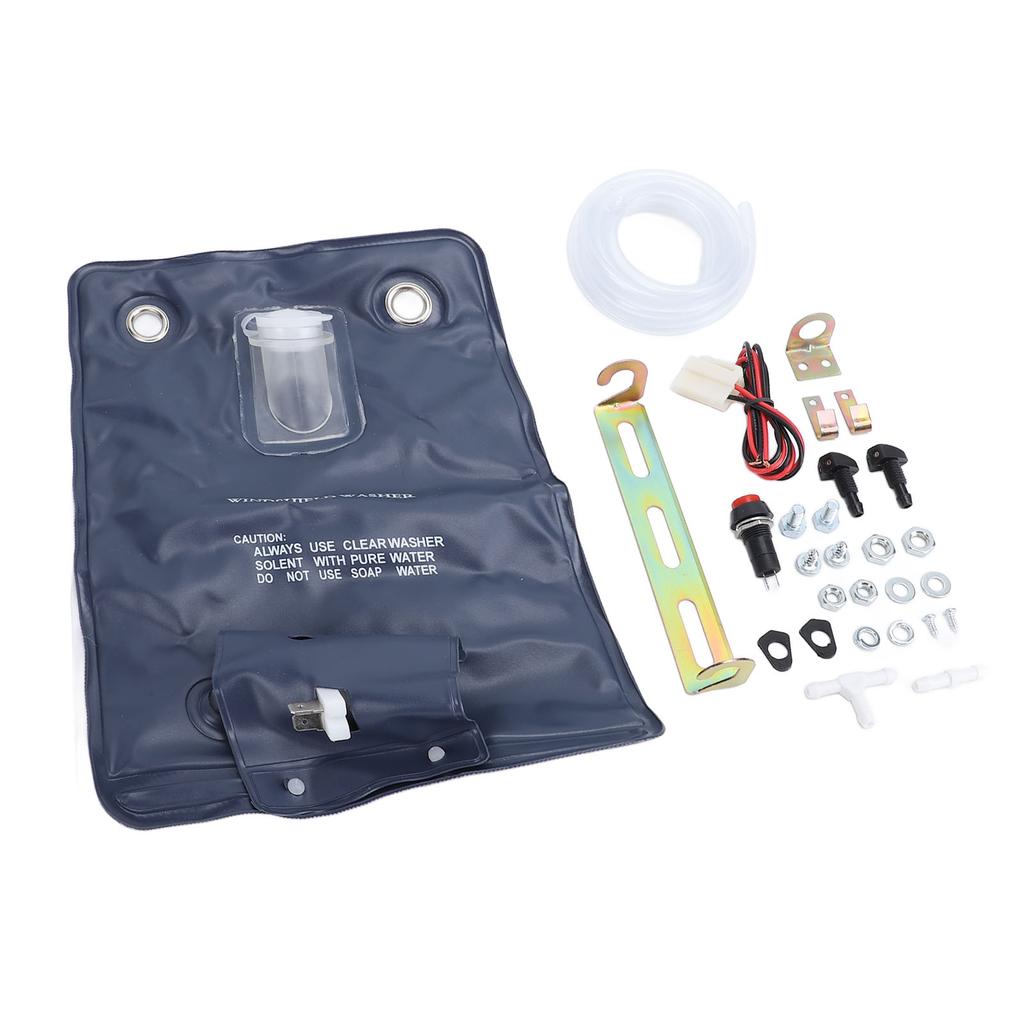 12V Universal Windshield Washer Pump Bag Kit 1L Efficient Cleaning Jet Button Switch 151286776374