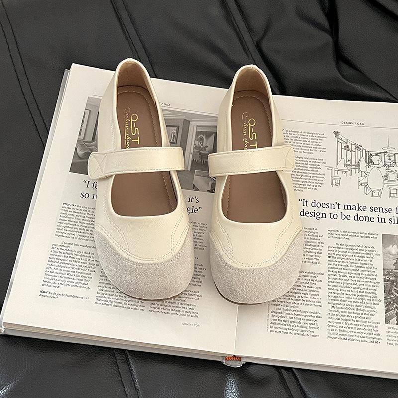 Versatile Casual Shallow Mouth Single Shoes Women's New Summer Retro Fashion Fairy Style with Skirt Velcro Mary Jane Shoes