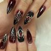Halloween Gothic Almond Nails, Silver Spider & Web Press On Nails, Punk Heavy Metal Style