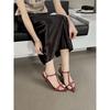2025 Spring and Autumn New Korean Version of High-end Pointed Head Thin Heel Simple Sandals Women's Cross Thin Strap Open Toe Word