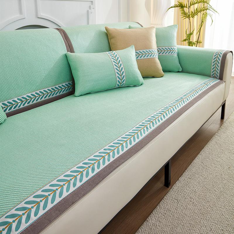 Summer Wormwood Mat Sofa Cushion Non-Slip Rattan Mat Four Seasons Universal Light Luxury Sofa Cover Simple Full Cover