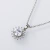 Big Center Round Stone Sunflower Halo Pendant Women Classic Cable Chain Clavicle Necklace