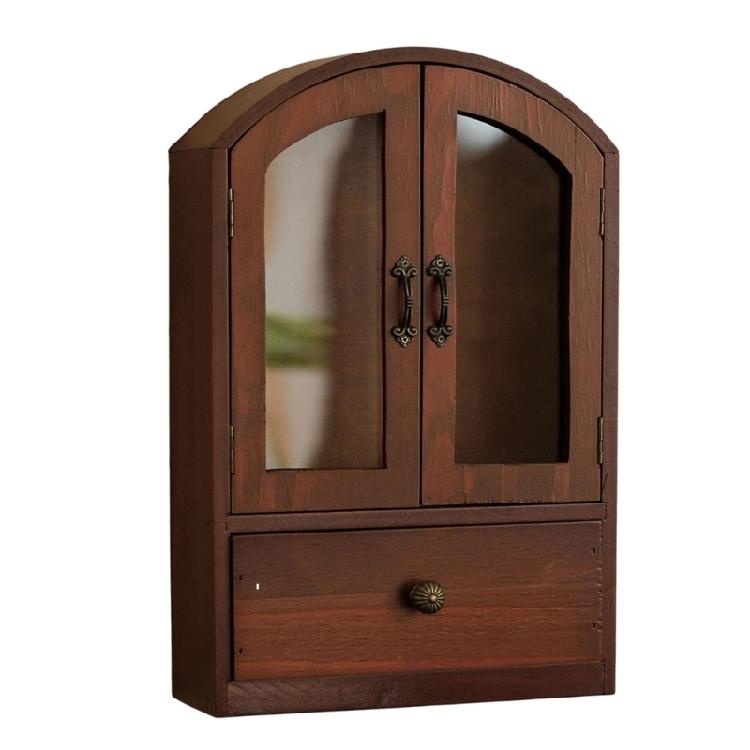 Деревянный настольный шкаф-витрина с дверцей из закаленного стекла, многофункциональные органайзеры для хранения для домашнего офисного декора