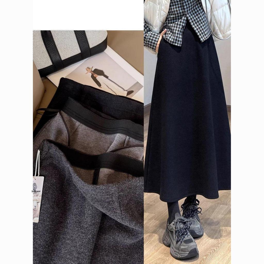 Elegant High-Waisted Wool Blend Midi Skirt – Minimalist, Warm, and Flattering Winter Style
