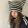 Striped Star Devil Hat Y2K Cute Knitted Beanie Hat Knitting Wool Cap  Autumn Winter