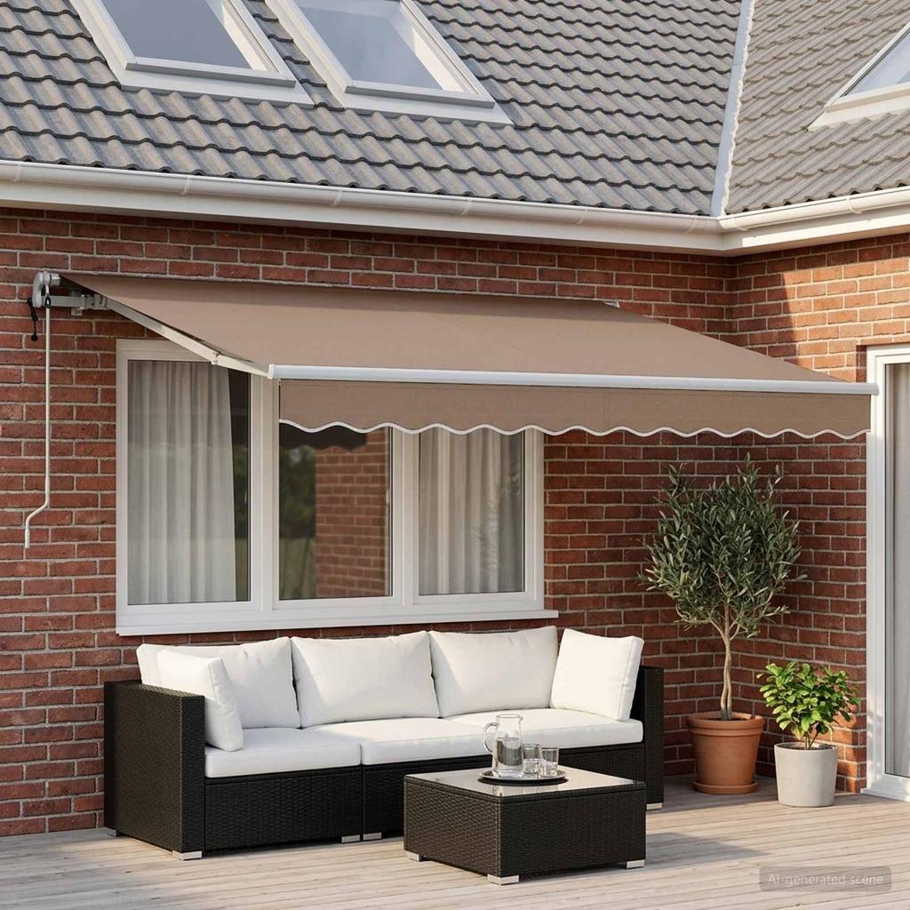 Retractable Awning Taupe 300 x 250 cm Fabric and Aluminum